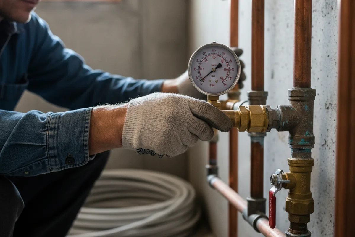 Pressure testing a repaired line during Water Line Repair in Doniphan